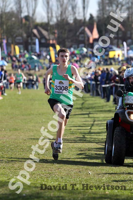 Jonathan Davies on his way to winning the Under-17 Mens, McCain Inter Counties Cross Country, Cofton Park, Birmingham.